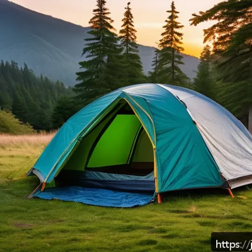 오토캠핑 준비 가이드 - A serene outdoor camping scene at dusk featuring a modern dome-style tent with a waterproof groundsh...